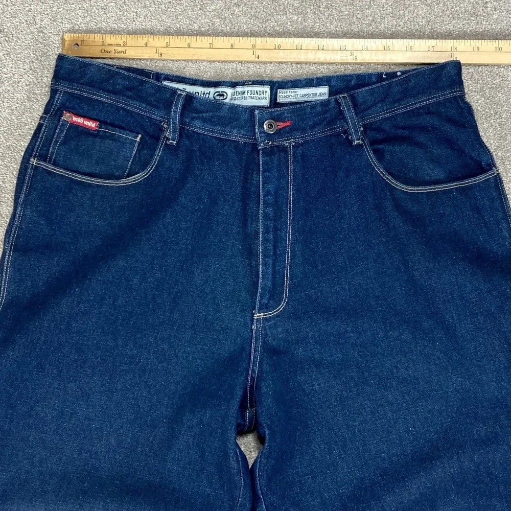 Ecko Unltd Foundry Baggy Carpenter Jeans Mens Sz 36 Dark Wash Wide Leg Denim